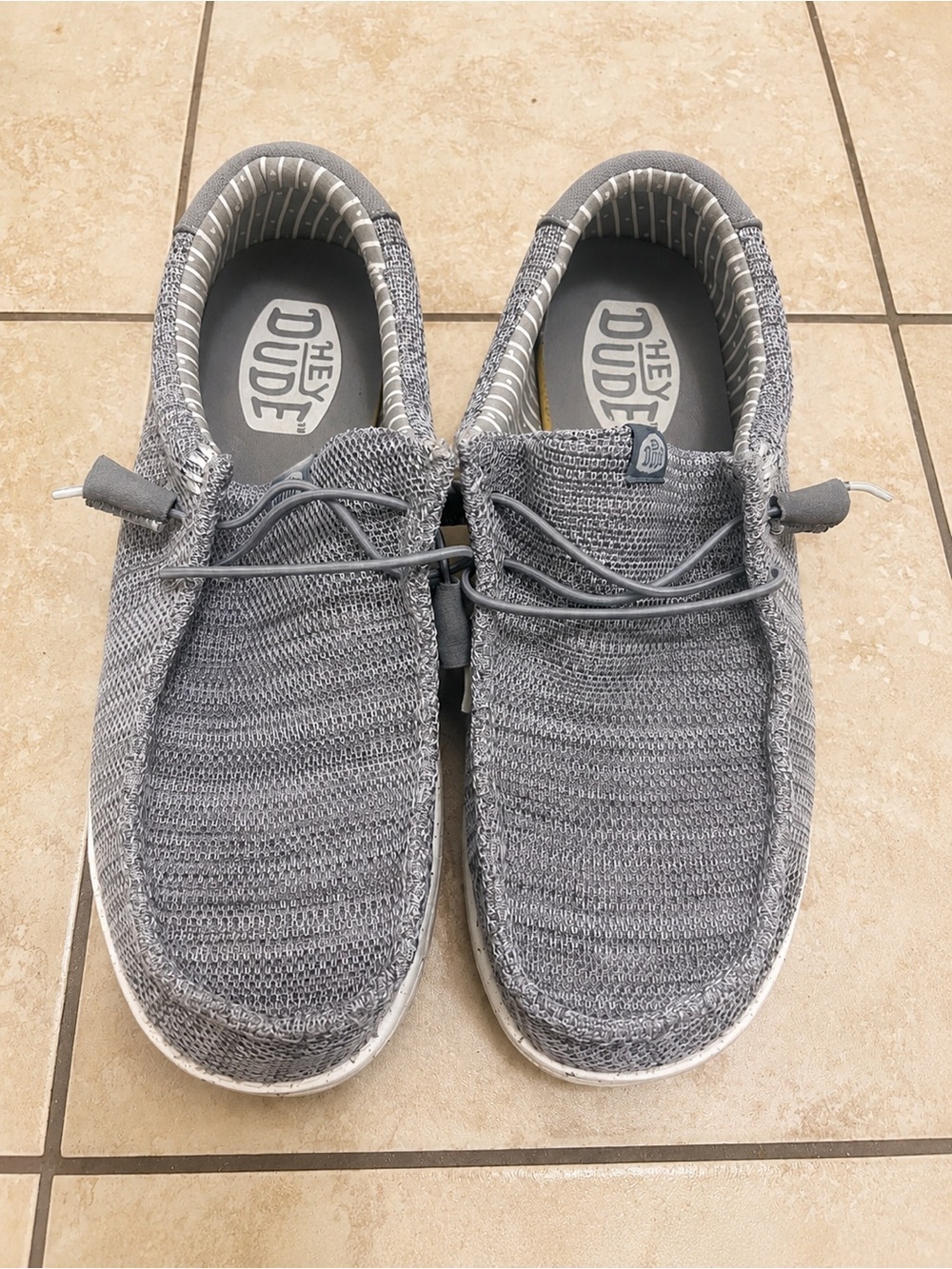 Hey Dude Grey Knit Slip-On Loafers